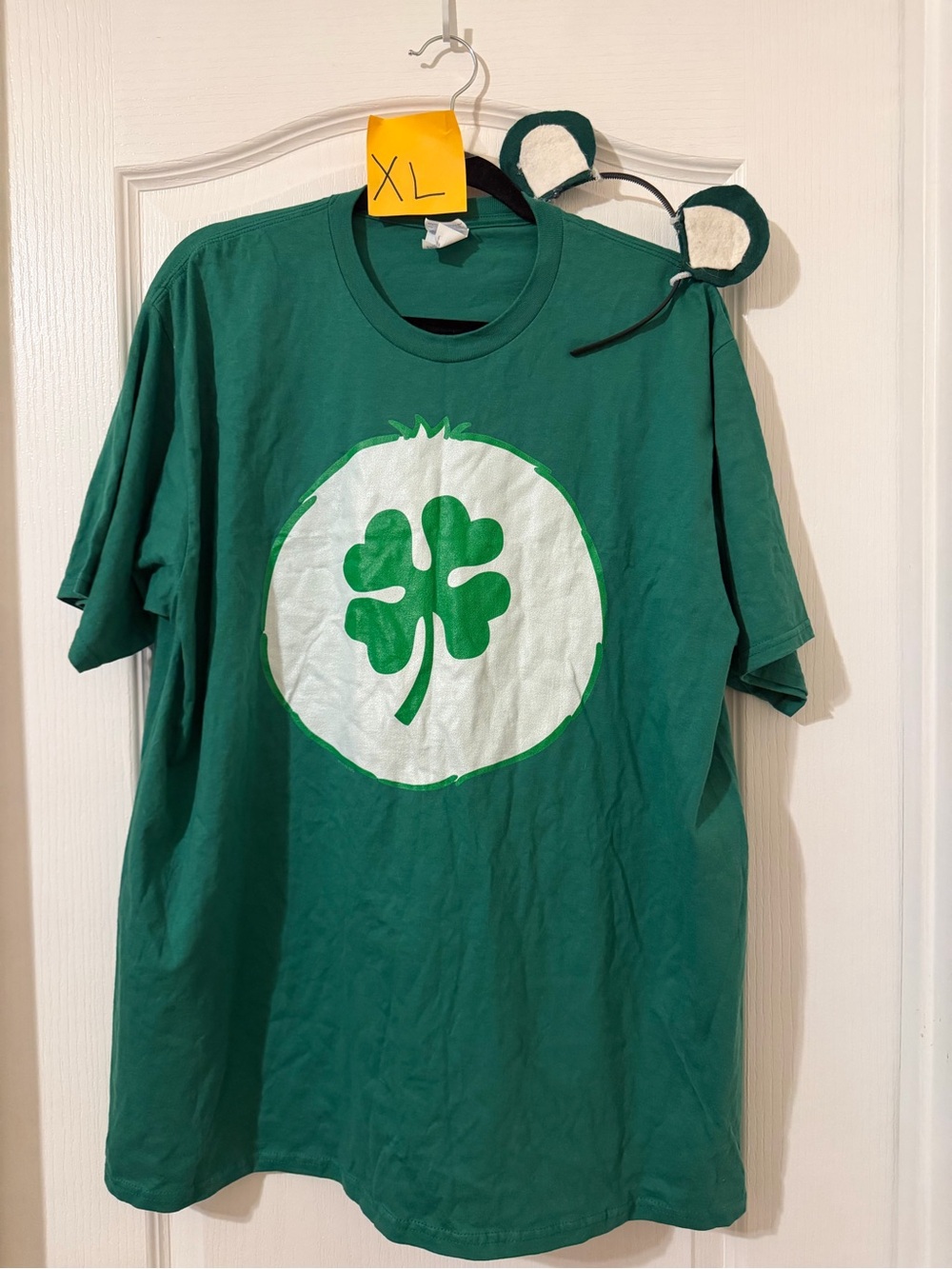 Port and Company Green Short Sleeve Tee with White Shamrock Graphic